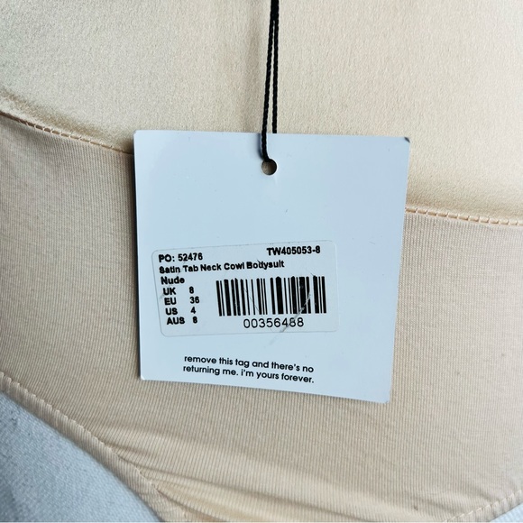 NWT Missguided Cream Satin Cowl Neck Choker Bodysuit - Picture 5 of 8